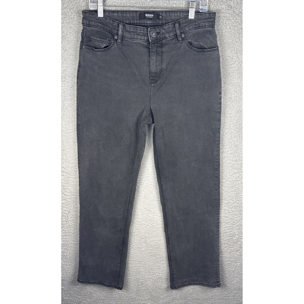 Hudson Jeans Women's 12 Faded Black Denim Straight Leg Travel Workwear Stretch